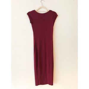 Basic Maroon Fitted T-Shirt Dress